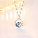 Personalized Couple Projection Necklace Set Mountains and Sea Gift