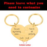 Personalized Couple Puzzle Keychains Initials Couples Keychain Gift Key Ring