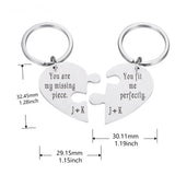 Personalized Couple Puzzle Keychains Initials Couples Keychain Gift Key Ring