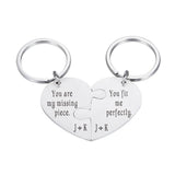 Personalized Couple Puzzle Keychains Initials Couples Keychain Gift Key Ring