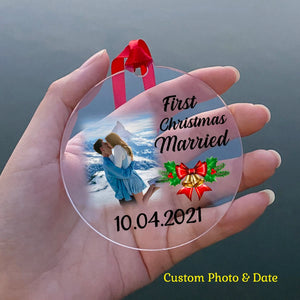 Personalized Couple Xmas Gift First Christmas Married Photo Date