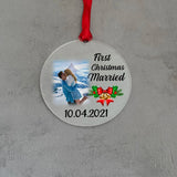 Personalized Couple Xmas Gift First Christmas Married Photo Date