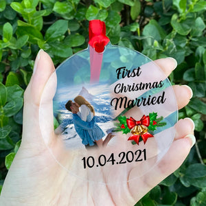 Personalized Couple Xmas Gift First Christmas Married Photo Date