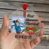 Personalized Couple Xmas Gift First Christmas Married Photo Date