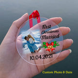 Personalized Couple Xmas Gift First Christmas Married Photo Date