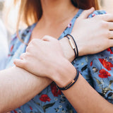 Personalized Couple Leather Bracelet with Stainless Steel Bar