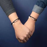 Personalized Couple Leather Bracelet with Stainless Steel Bar