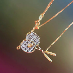 Personalized 925 Silver Plated Badminton Racket Women's Necklace