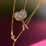 Personalized 925 Silver Plated Badminton Racket Women's Necklace