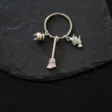 Witch Incense Burner Broom Pendant Keychain