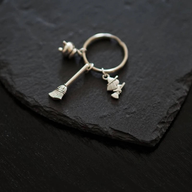 Witch Incense Burner Broom Pendant Keychain