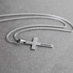 Personalized Cross Necklace Women Men Name Stainless Steel Cuban Chain Choker