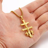 Men's Personalized Cross Pendant Necklace 18K Stainless Steel Choker