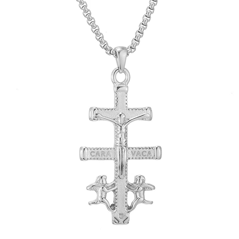 Men's Personalized Cross Pendant Necklace 18K Stainless Steel Choker
