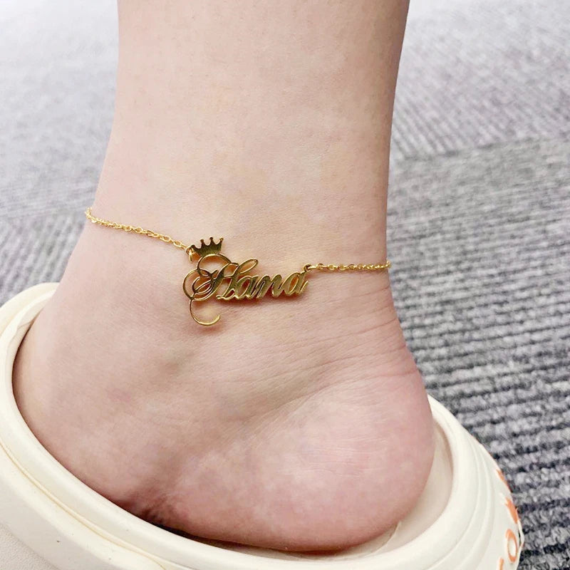 Personalized Crown Anklet For Women Name Anklet Lady Charm Romantic Style