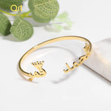 Personalized Crown Arabic Name Bangle/Custom Name Bracelet for Women