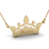 Crown Engraved Name Letter Pendant Necklaces Stainless Steel Chain BFF Gift
