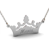 Crown Engraved Name Letter Pendant Necklaces Stainless Steel Chain BFF Gift