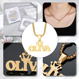 Custom Crown Name Necklace 18K Plated Stainless Steel Jewelry