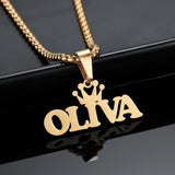Custom Crown Name Necklace 18K Plated Stainless Steel Jewelry