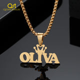 Custom Crown Name Necklace 18K Plated Stainless Steel Jewelry