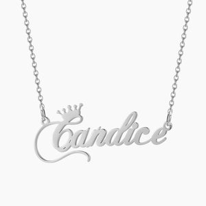 Personalized Crown Name Necklace Stainless Steel Charm Letter Nameplate
