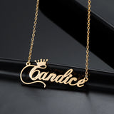 Personalized Crown Name Necklace Stainless Steel Charm Letter Nameplate