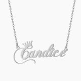 Personalized Crown Name Necklace Stainless Steel Charm Letter Nameplate