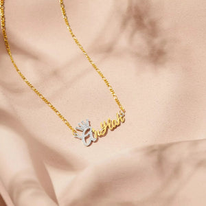 Custom Crown Name Necklace for Women Stainless Steel King Queen Nameplate