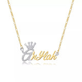 Custom Crown Name Necklace for Women Stainless Steel King Queen Nameplate