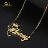 Personalized Crown Name Necklaces Cursive Script Name Necklaces
