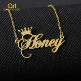 Personalized Crown Name Necklaces Cursive Script Name Necklaces