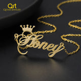 Personalized Crown Name Necklaces Cursive Script Name Necklaces