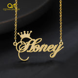 Personalized Crown Name Necklaces Cursive Script Name Necklaces