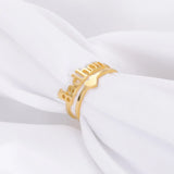 Personalized Crown Name Rings Stainless Steel Women's Wedding Jewelry