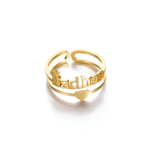 Personalized Crown Name Rings Stainless Steel Women's Wedding Jewelry
