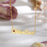 Personalized Crown Necklace Name and Birthstone Pendant