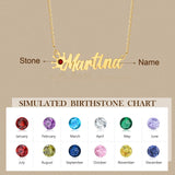Personalized Crown Necklace Name and Birthstone Pendant