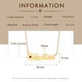 Personalized Crown Necklace Name and Birthstone Pendant
