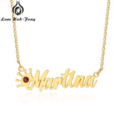 Personalized Crown Necklace Name and Birthstone Pendant