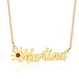 Personalized Crown Necklace Name and Birthstone Pendant