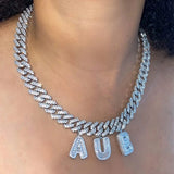 Personalized Crystal Baguette Letter Pendant Name Necklace
