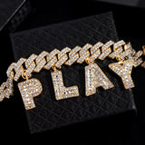 Personalized Crystal Baguette Letter Pendant Name Necklace