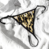 Crystal Letter Leopard Print Thongs Sexy Beach Body Chain Belt