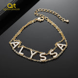 Custom Name Bracelet with Zircon Charm for Women