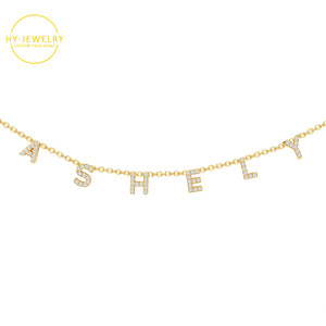 Personalized Crystal Name Necklace Iced Letters Pendant Zirconia Necklace