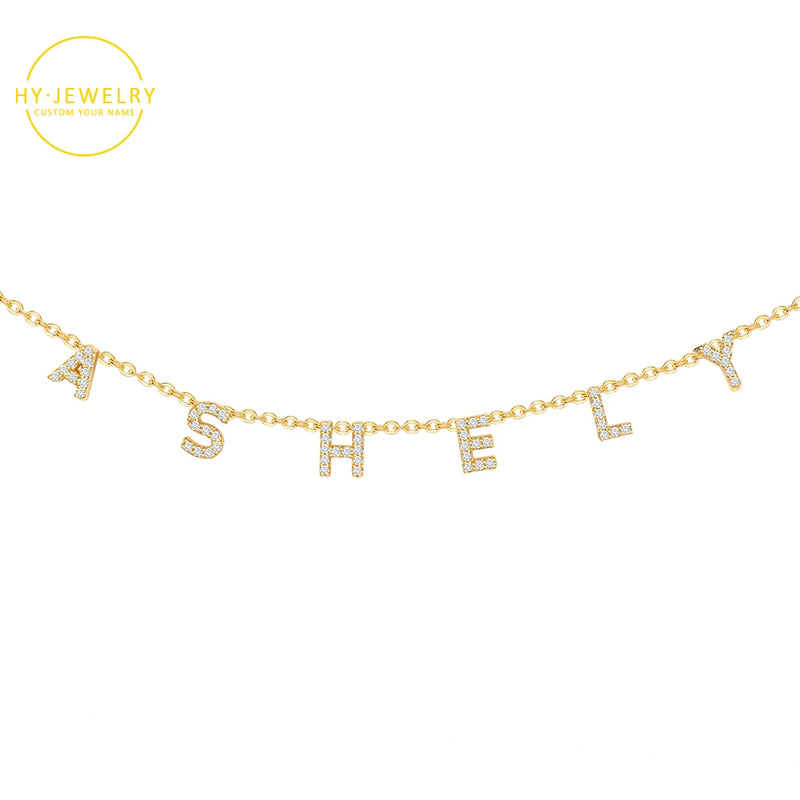 Personalized Crystal Name Necklace Iced Letters Pendant Zirconia Necklace