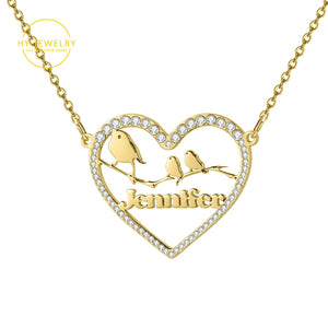 Personalized Crystal Names Necklace For Women Heart Name Pendant