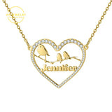 Personalized Crystal Names Necklace For Women Heart Name Pendant