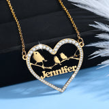 Personalized Crystal Names Necklace For Women Heart Name Pendant